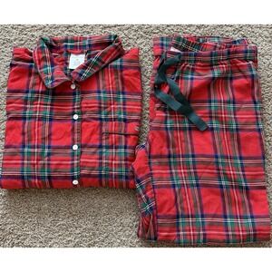Vineyard Vines Pajama Pants Shirt Set Mens Red Plaid Cotton Lounge Sleepwear Med
